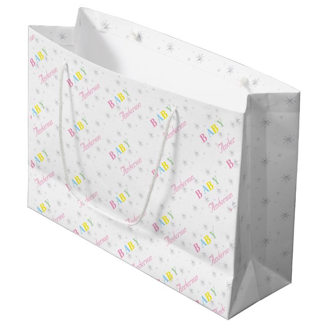 Grand Sac Cadeau Baby shower personnalisé (Devant Angle)
