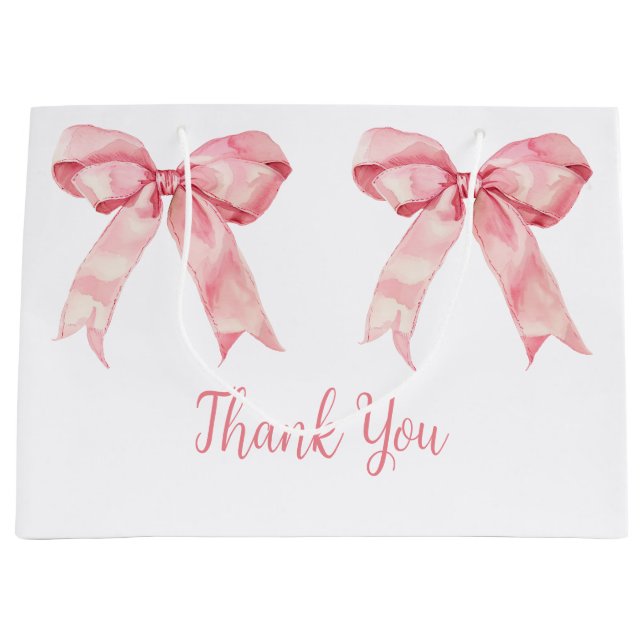 Grand Sac Cadeau Baby shower rose Coquette Bow (Devant)
