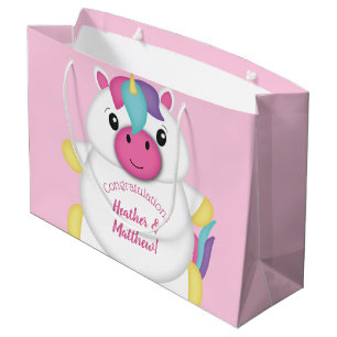 Grand Sac Cadeau Baby shower Unicorne rose