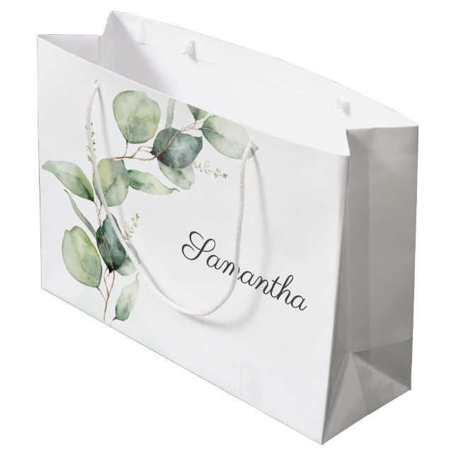 Grand Sac Cadeau Baby shower végétal Eucalyptus (Dos Angle)