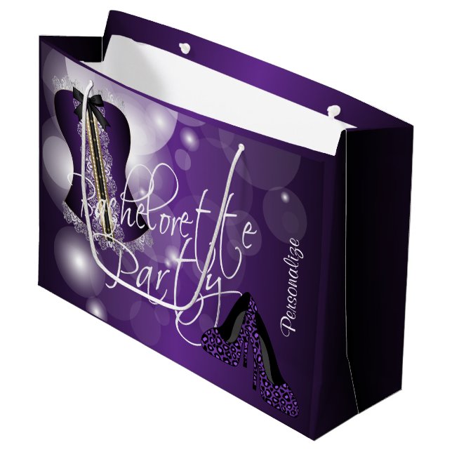 Grand Sac Cadeau Bachelorette de lingerie glamour | Purple Bokeh (Devant Angle)