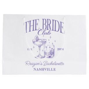 Grand Sac Cadeau Bachelorette Party Retro Cocktail Purple Bride