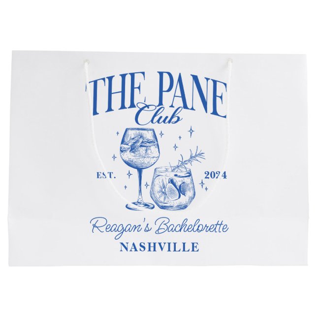 Grand Sac Cadeau Bachelorette personnalisée Retro Cocktail bleu (Dos)