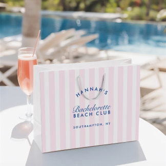 Grand Sac Cadeau Bachelorette rétro moderne rose et marine
