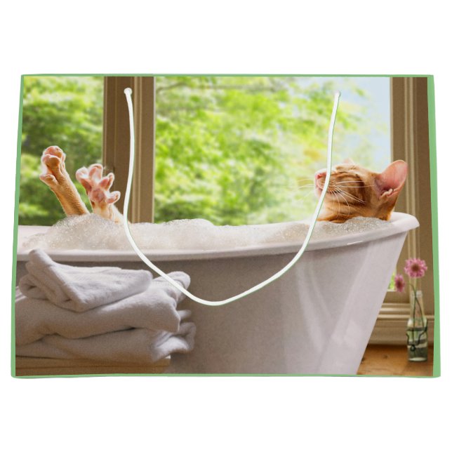 Grand Sac Cadeau Bain De Chat En Bulle (Devant)
