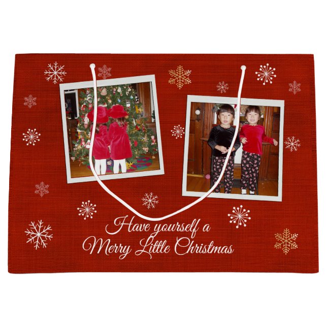 Grand Sac Cadeau Baisers à neige (Devant)