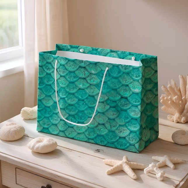 Grand Sac Cadeau Balances vertes de mer de sirènes (Créateur téléchargé)