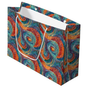 Grand Sac Cadeau Balayage bleu rouge orange