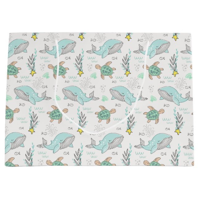 Grand Sac Cadeau Baleines et tortues de mer (Devant)