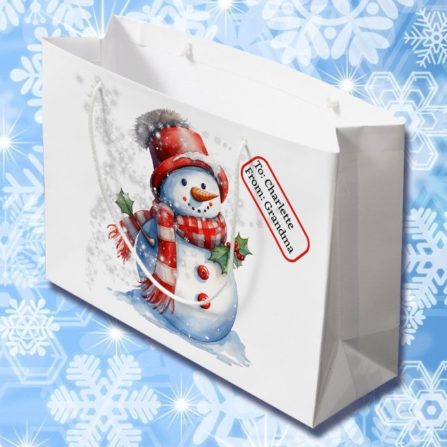 Grand Sac Cadeau Balise Noël Neige (Créateur téléchargé)