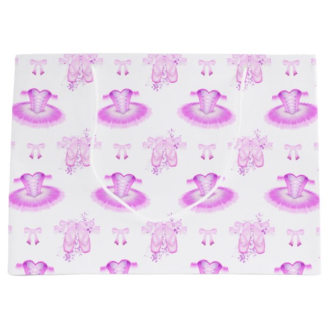 Grand Sac Cadeau Ballerina rose Tutu & Chaussures Ballet (Devant)