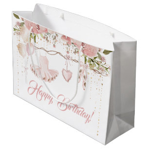 Grand Sac Cadeau Ballerina rose vif tutu ballon de fête d'anniversa