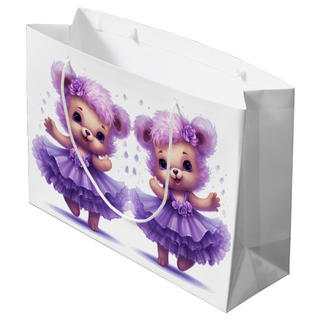 Grand Sac Cadeau Ballerina Teddy Bears (Dos Angle)
