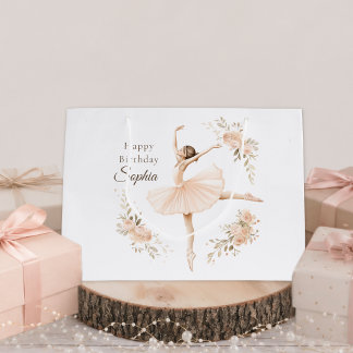 Grand Sac Cadeau Ballerine personnalisée Anniversaire Blush Floral 
