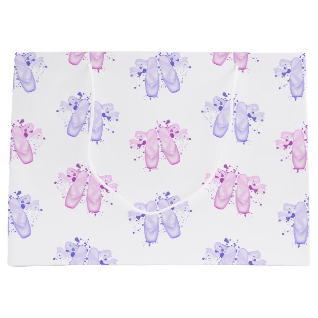 Grand Sac Cadeau Ballet rose et violet Anniversaire Pointe Chaussur (Devant)