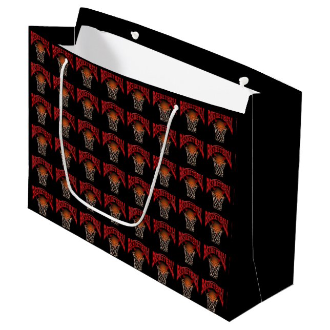 Grand Sac Cadeau Ballon de basket (Devant Angle)