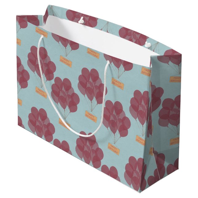 Grand Sac Cadeau Ballons d'anniversaire heureux (Dos Angle)