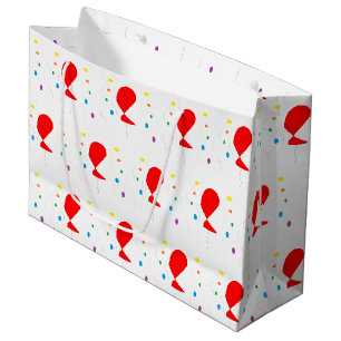 Grand Sac Cadeau Ballons rouges avec motif confetti coloré