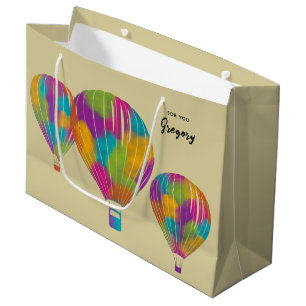 Grand Sac Cadeau Balloons à air chaud peints en arc-en-ciel personn