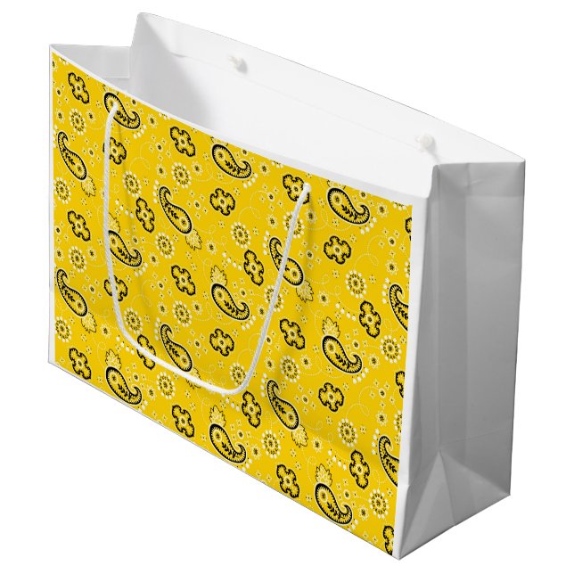 Grand Sac Cadeau Bandana Jaune Retro Classique Moderne Amusant (Devant Angle)