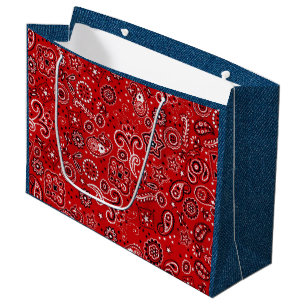 Grand Sac Cadeau Bandana rouge et jean bleu