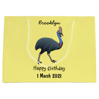 Grand Sac Cadeau Bande dessinée d'oiseau joyeux