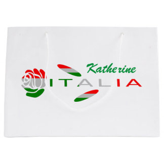 Grand Sac Cadeau Bandiera d'Italia Rosa personnalisée