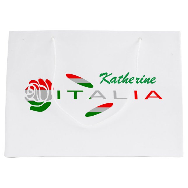 Grand Sac Cadeau Bandiera d'Italia Rosa personnalisée (Devant)