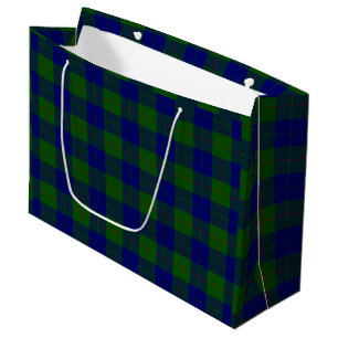 Grand Sac Cadeau Barclay tartan bleu vert plaid