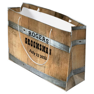 Grand Sac Cadeau Baril Whiskey Groomsman personnalisé
