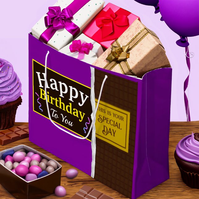 Grand Sac Cadeau Barre de chocolat personnalisée Anniversaire (Créateur téléchargé)