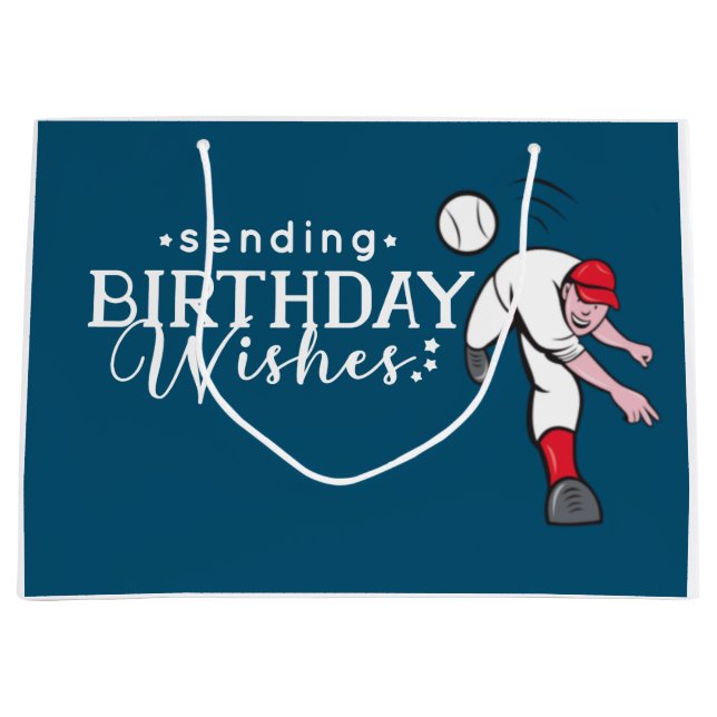 Grand Sac Cadeau Baseball Joyeux Anniversaire Jouer balle Grande  (Devant)