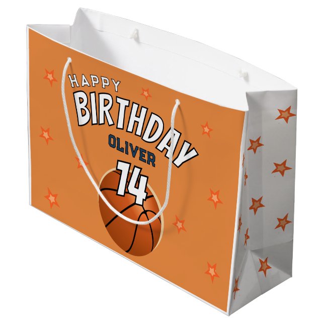 Grand Sac Cadeau Basketball Ball Sports Bonne fête d'anniversaire (Dos Angle)