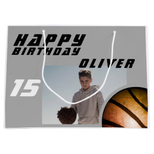 Grand Sac Cadeau Basketball Boy Photo Joyeux Anniversaire