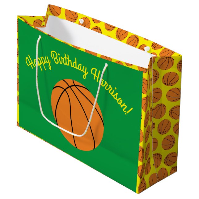 Grand Sac Cadeau Basketball Sports Anniversaire (Devant Angle)