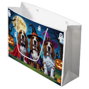 Grand Sac Cadeau Basset Hound Chiens Citrouille Halloween Funny