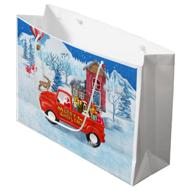 Grand Sac Cadeau Basset Hound Dog dans la livraison de Noël Camion  (Devant Angle)