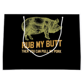 Grand Sac Cadeau BBQ | BBQ Grill Pig Funny Pork Id Fumée qui rôti