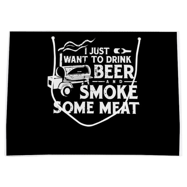Grand Sac Cadeau BBQ Fumer Pitmaster Cadeau Boire Bière Fumer Viand (Devant)