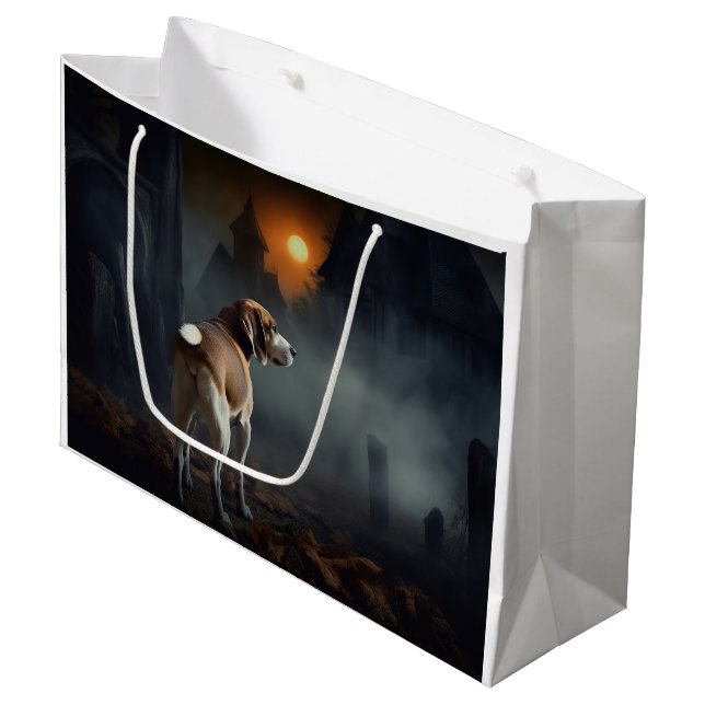 Grand Sac Cadeau Beagle Halloween effrayant (Devant Angle)