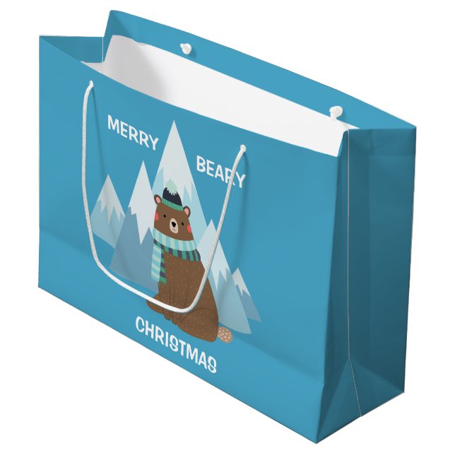 Grand Sac Cadeau Beary Merry Mountain Noël (Devant Angle)
