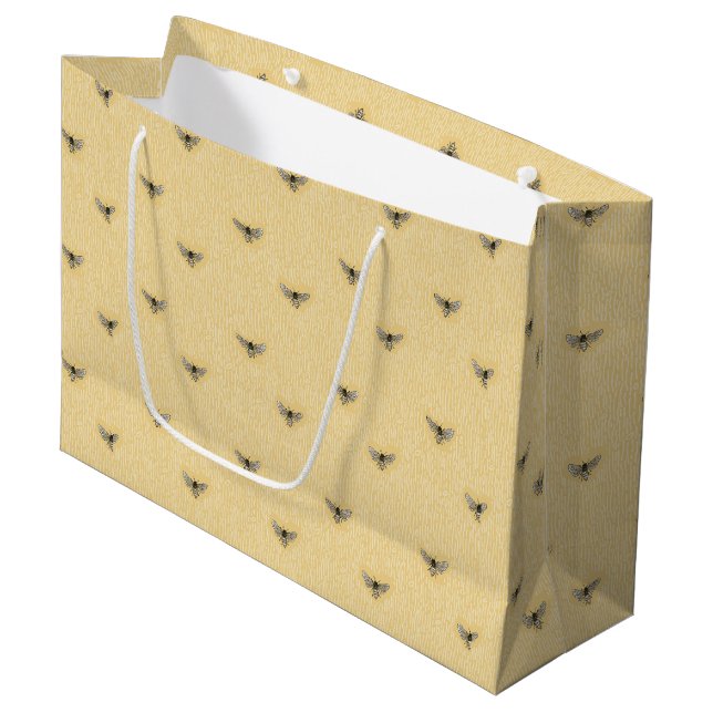Grand Sac Cadeau Beau motif tiré par la main chic d'abeille (Devant Angle)