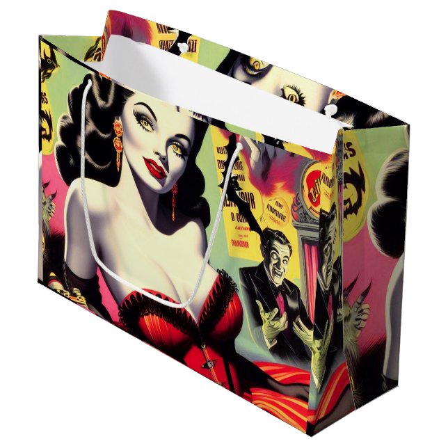 Grand Sac Cadeau Beauté Vampire Pin-up (Devant Angle)