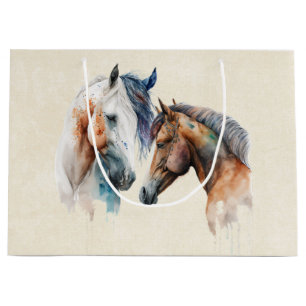 Grand Sac Cadeau Beaux Chevaux Style Boho Occidental