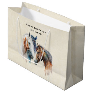 Grand Sac Cadeau Beaux Chevaux Style Boho Occidental