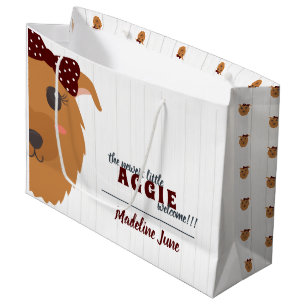 Grand Sac Cadeau Bébé Aggie Dog Maroon