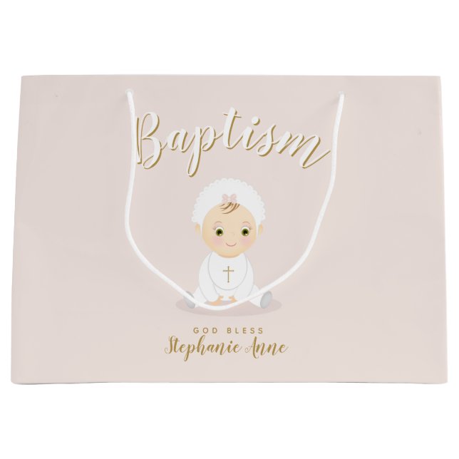 Grand Sac Cadeau Bébé de baptême avec le capot (Devant)