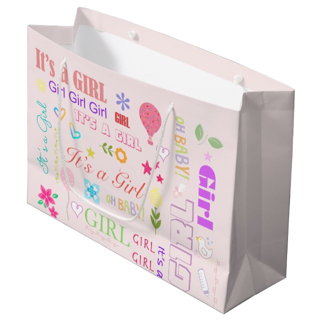 Grand Sac Cadeau Bébé fille (Devant Angle)