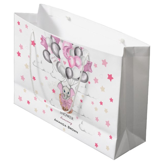 Grand Sac Cadeau Bébé mignon Eléphant Balloon Panier Baby shower fi (Devant Angle)