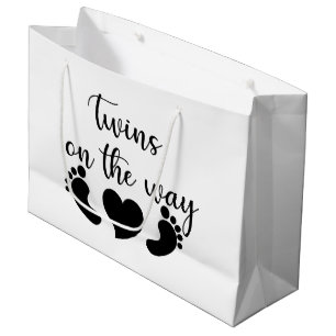 Grand Sac Cadeau Bébé mignon jumeaux mot art unisex